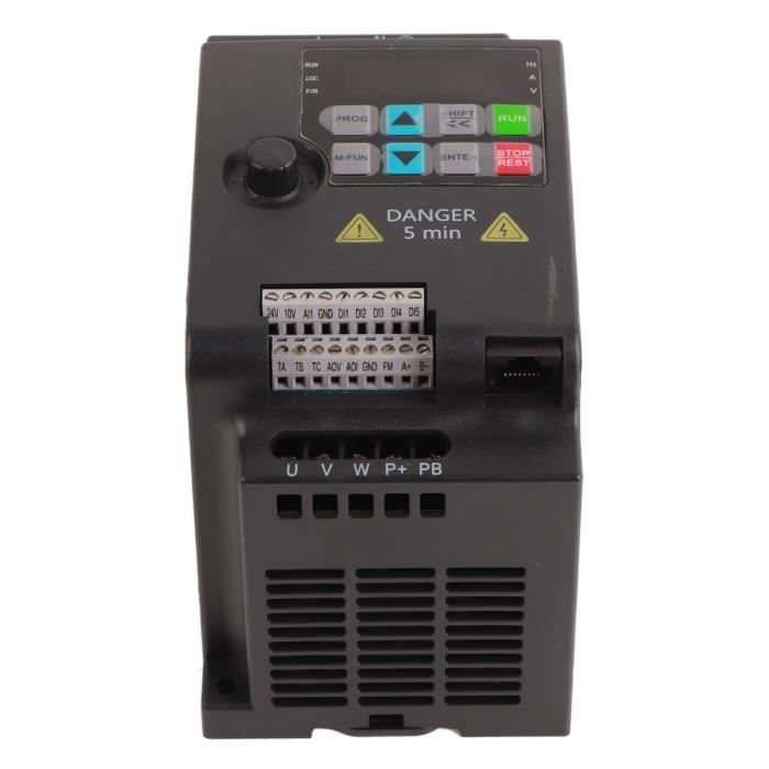 Convertisseur De Fréquence (VFD) 230V 0,75kW – Entrée Monophasée, Sortie Triphasée, Câble Extension 1,5m, Pour Moteurs, Pompes, Ventilateurs