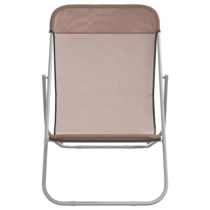 neuf chaises de plage pliantes 2pcs textilène acier enduit de poudre a360191 ruida