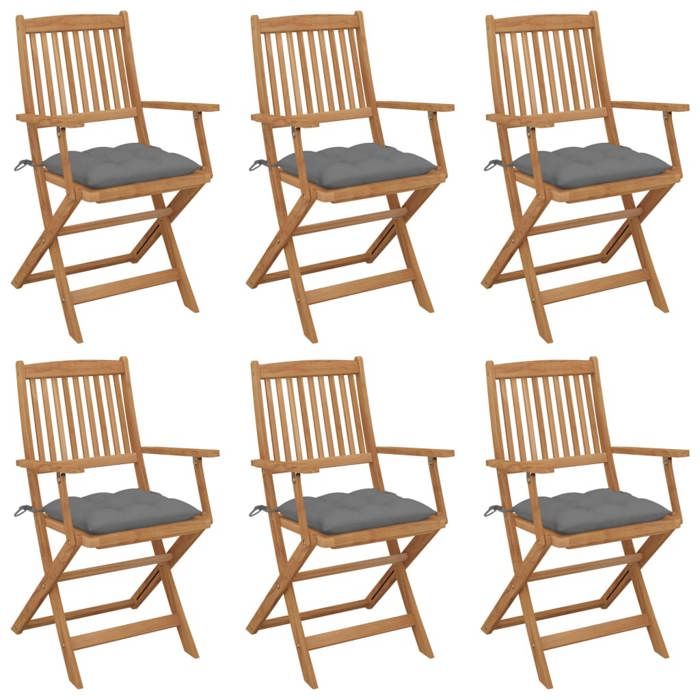vidaXL Chaises pliables de jardin 6 pcs Bois d'acacia