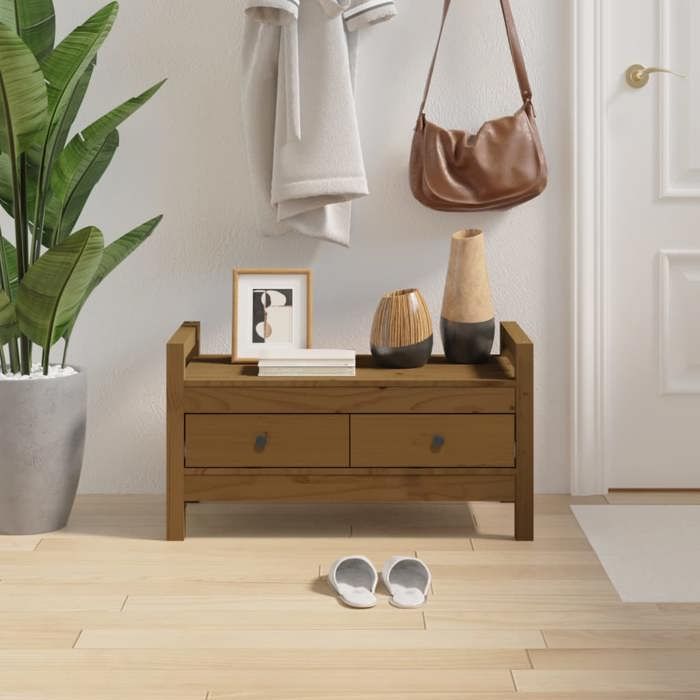 821787 vidaXL Banc dentrée Marron miel 80x40x43 cm Bois de pin massif