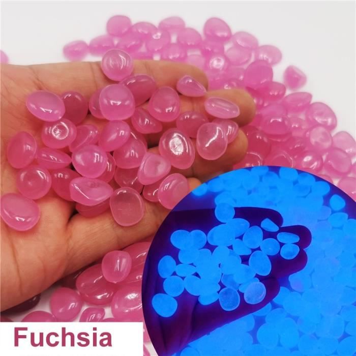 Meilleurs prix pour 300pcs Décoration daquarium pierre lumineuse décoration de jardin lumineuse petit gravier matériau en résine 13-17mm Fuchsia