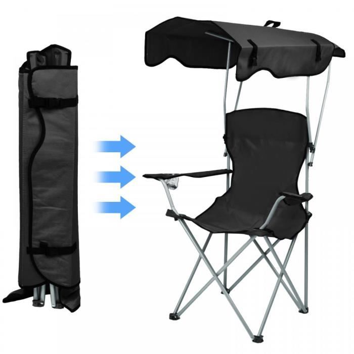 XUANYU Chaise de Camping Pliable extérieur avec accoudoirs Porte-Verres Cadre Stable capacité de Charge 100kg noir