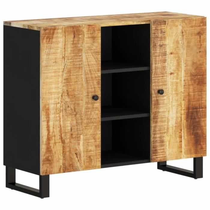 yaj-buffet avec 2 portes 90x33x75 cm bois massif de manguier-yaj352925