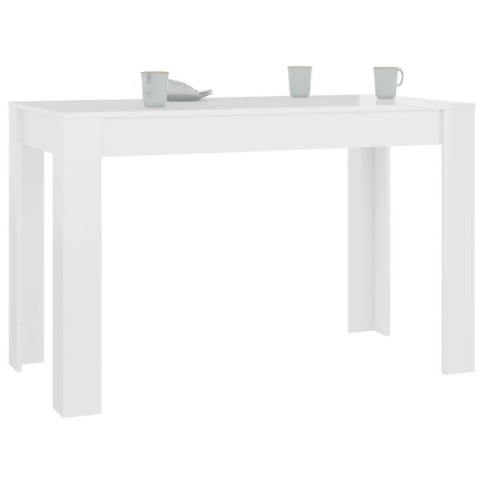 table de salle à manger blanc brillant 120x60x76 cm aggloméré - yosoo - 0f060301800438