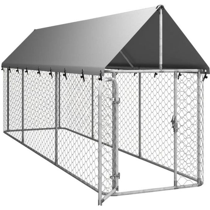 Meilleurs prix pour RHO - Niches | enclos pour chiens - Chenil extérieur avec toit pour chiens 400x100x150 cm - DX0050