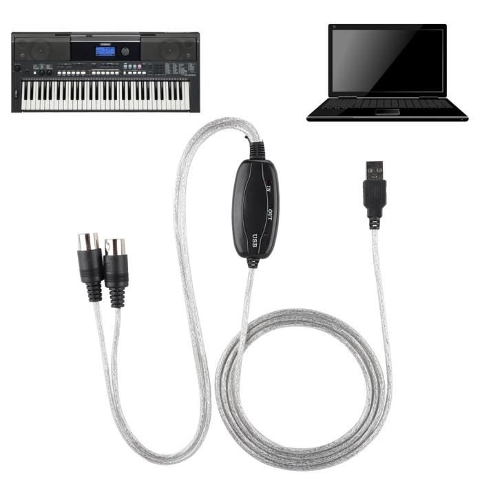 Câble MIDI USB Ligne Dédition de Musique Connexion Dun Clavier de Musique à Votre Ordinateur pour Faire de Lenregistrement