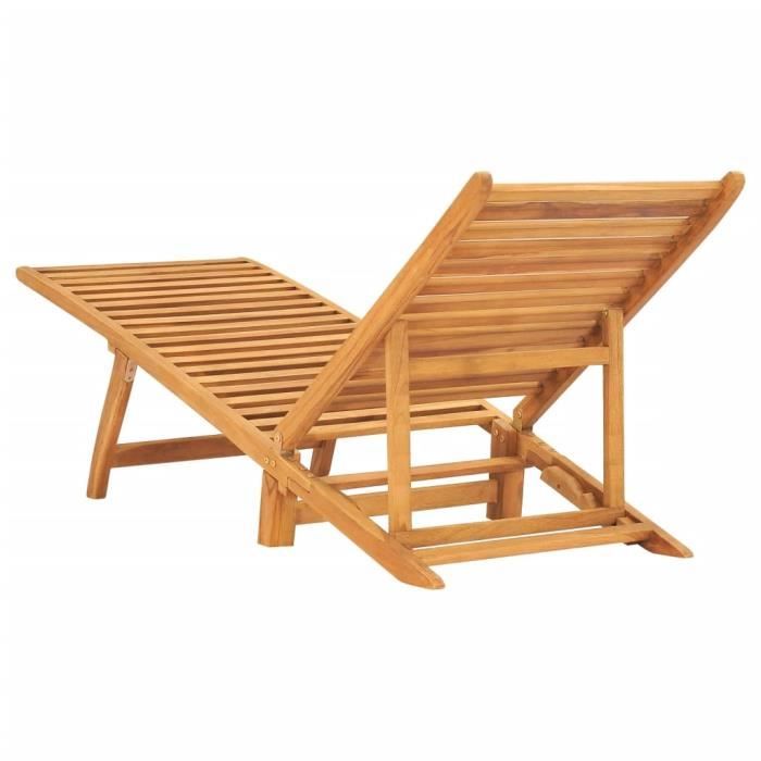 chaise longue en bois de teck solide - yosoo - dx14786