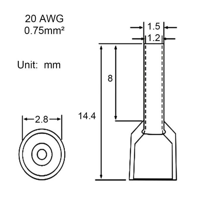 50 Cosses à Sertir Connecteurs électriques 2.8mm - Pour Câbles 1,5-2,5 Mm² (14-16 AWG)