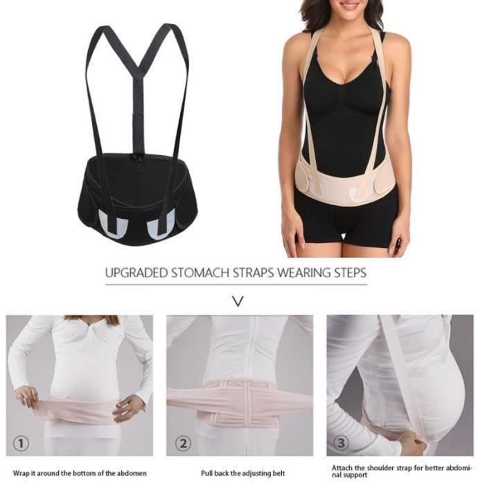 Ceinture De Soutien Ventre Grossesse - Taille M, Noire, Respirante - Pour Femme Enceinte