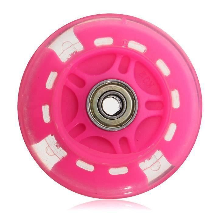 Roue Scooter LED Flash 120x20 Mm – PU, Roulement ABEC-7, Enfant, 12 Cm (Bleu, Rose, Vert, Noir)