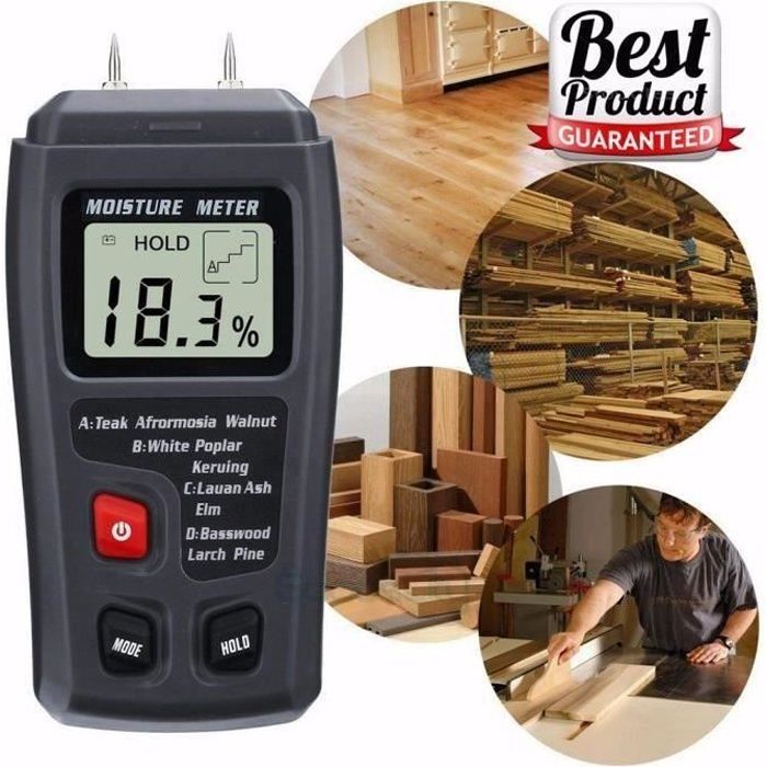 Humidimètre numérique l'industrie chimique alimentaire détecteur d'humidité numérique avec fonction de rétention des données Testeur d'humidité du bois pour le bois le papier 