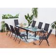 Salon de jardin - 8 places - BRESCIA  - Concept Usine - extensible - Aluminium - Table Rectangle - 8 fauteuils - contemporain - Gris-1