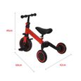 BELFOYER 3 en 1 Vélo - Draisienne Tricycle pour Enfants - Selle et Guidon Réglable - Rouge-1