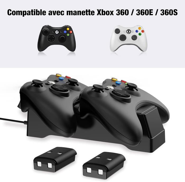 QUMOX Lot 2 Batteries Rechargeables 2650 MAh + Chargeur Pour Xbox One/Series X|S/Elite, Charge Rapide USB-C