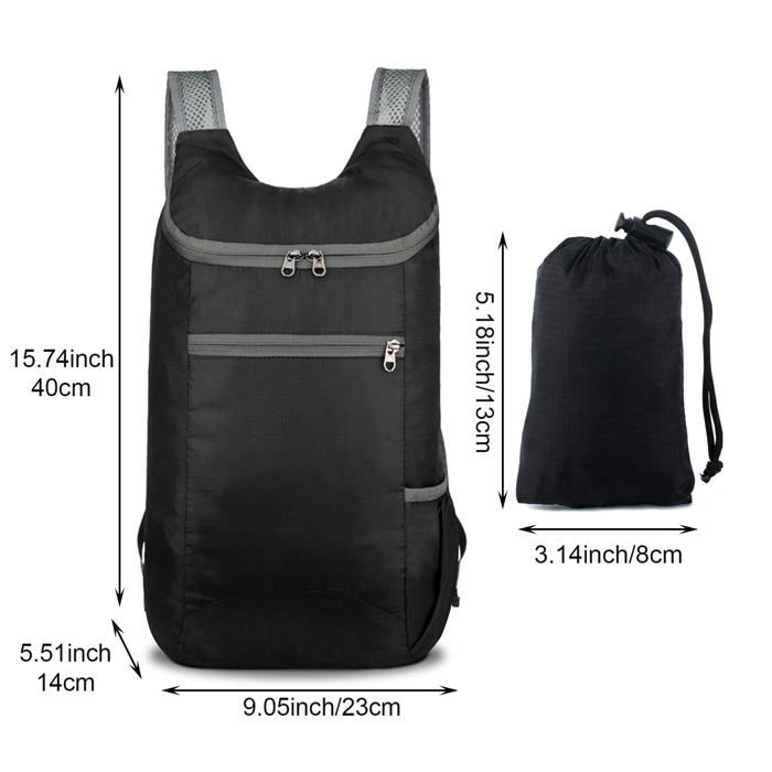 Sac à Dos Pliable Ultraléger, Étanche Sac à dos de Voyage avec Poche pour Téléphone Portable, Sac à Dos Packable Daypack(Noir) - Sport Sac à Dos Pliable Ultraléger, Étanche Sac à dos de Voyage avec Poche pour Téléphone Portable, Sac à Dos Packable Daypack(Noir) - Sport