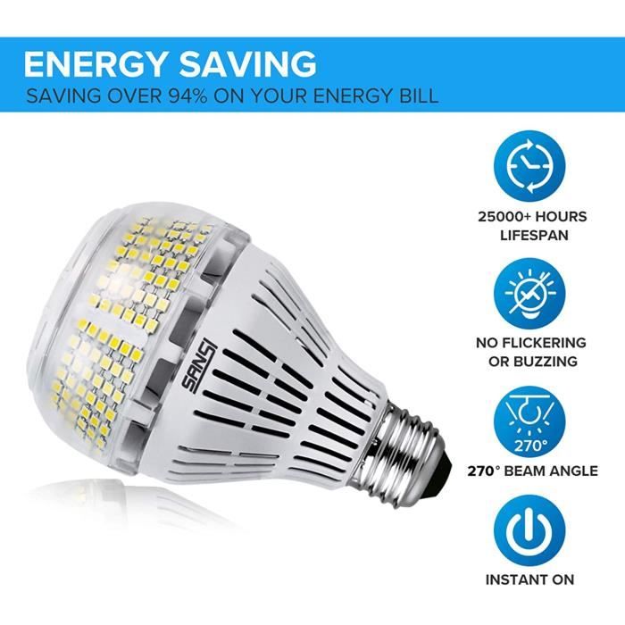 SANSI Ampoules LED E27, 30 W équivalent à 450W - 500W Culot