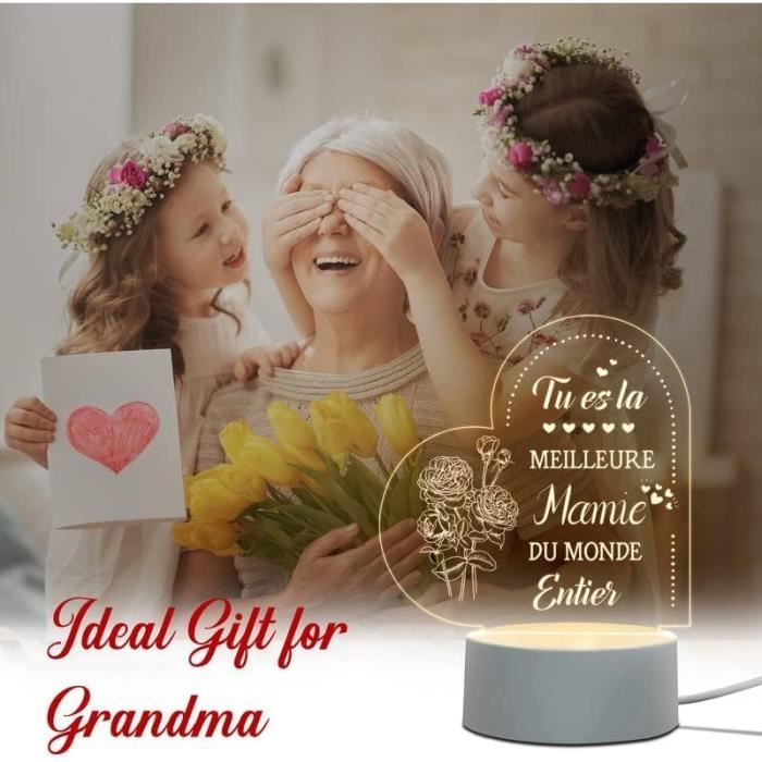 Cadeau Fête Des Mères, Cadeau Mamie, Veilleuse Led Cadeaux D'Anniversaire Pour Grands Mères- Personnalisé Cadeaux Des Petits-[a2412] - Puériculture & Eveil Bébé