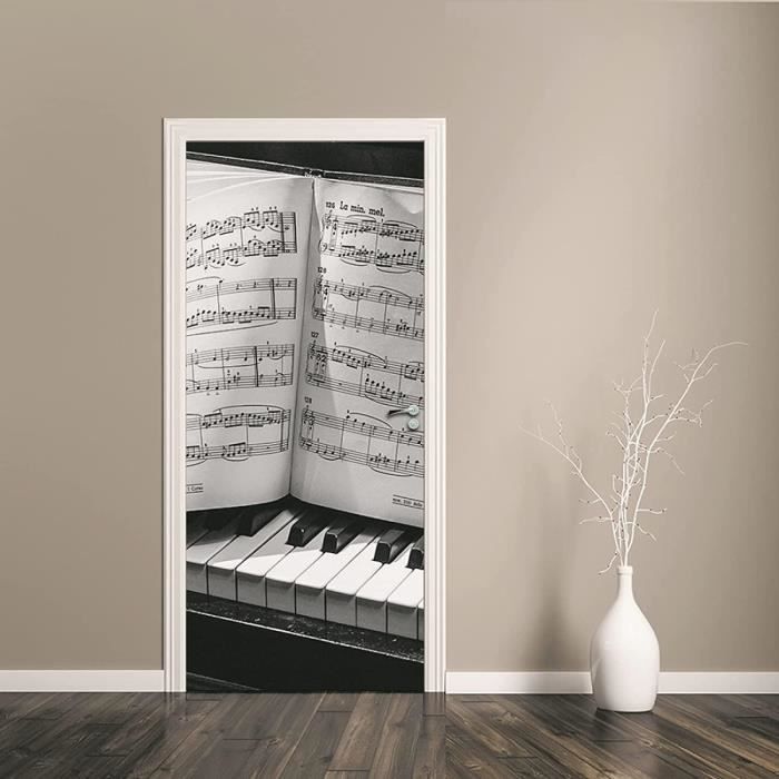 Sticker Porte Effet 3D Partition Piano Instrument 90 X 200 Cm - Autocollant  Trompe L'Œil Pour Porte - Décoration Pour Porte [u16747] - Cdiscount Maison