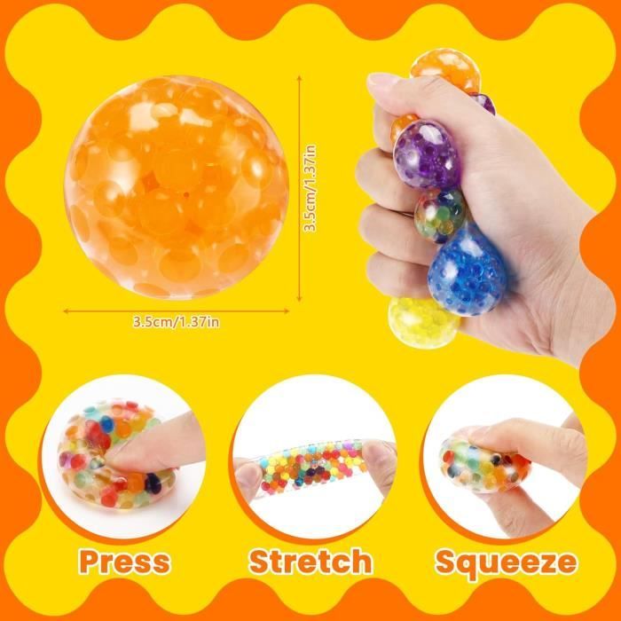 12 Balles Anti-Stress Colorées – Boules à Pétrir Sensoriel TPR – Soulage Anxiété, TDAH, Autisme – Cadeau Pour Enfants Et Adultes