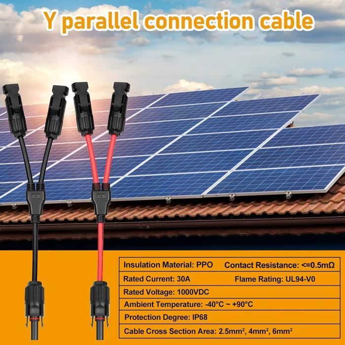 Solaire Panneau Câble Connecteur Professionnel (1 à 2 branches) Y