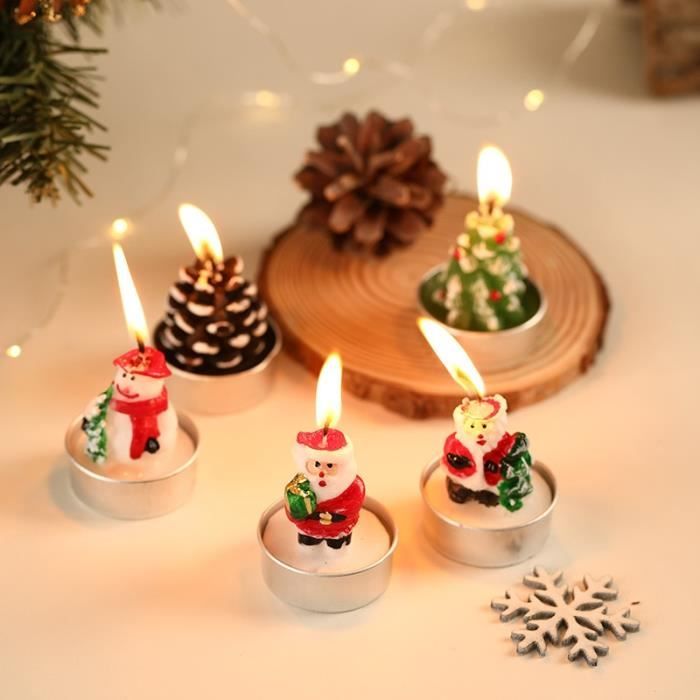 Sapin de Noël Mini Bougies Père Noël Bonhomme De Neige, 3 Pièces