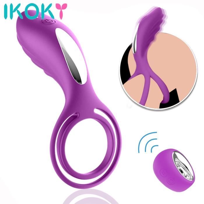 Cockring,Vibromasseur anneaux Clitoris Stimulation vibrateur Sex Toy pour  Couple hommes mâle retard éjaculation - Type Remote Black