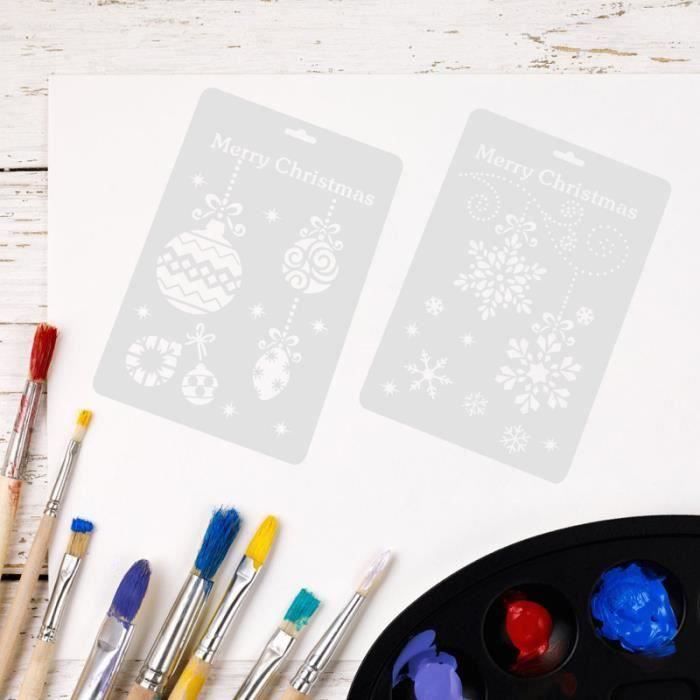 24 Pcs Pochoirs peinture de Noël eois, petits pochoirs réutilisables dessin flocon neige, père