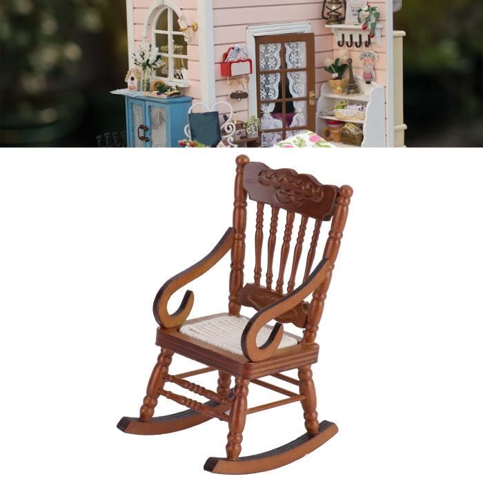 Riforla Chaise Berçante Miniature pour Maison de Poupée 1:12 Ensemble de Modèles de Meubles en Bois Kits de Garage Blanc