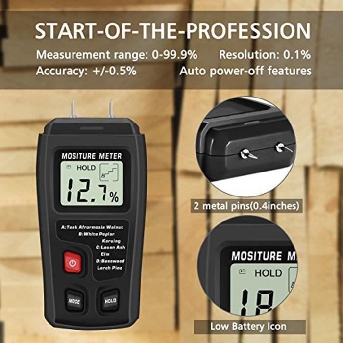 ALLmeter Détecteur Humidité Bois Précision 4.0% Pour Murs Cloisons