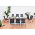Salon de jardin - 8 places - BRESCIA  - Concept Usine - extensible - Aluminium - Table Rectangle - 8 fauteuils - contemporain - Gris-2