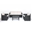 Salon d'extérieur DMORA - 2 fauteuils, 1 canapé, 1 table basse - Couleur anthracite - Made in Italy-2