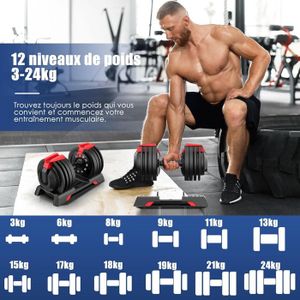 Haltère Réglable Leonardo 3-20kg - Musculation Gym Fonte, Kit Complet Neuf