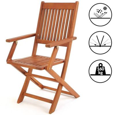 Casaria Set De Meubles De Balcon 3 Pièces Pliable – Table + 2 Chaises En Bois D'Acacia FSC, Ensemble Bistro Extérieur Terrasse Jardin, Gain De Place
