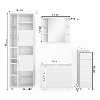 Ensemble 3 meubles de salle de bain blanc brillant - VARKA | Maison et Styles Ensemble 3 meubles de salle de bain blanc brillant - VARKA | Maison et Styles
