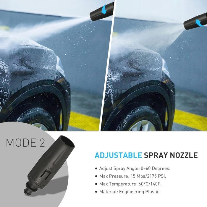 Pistolet Nettoyeur Haute Pression Avec 5 Embouts, Tuyau 8m Et Lance - Compatible K2 à K7