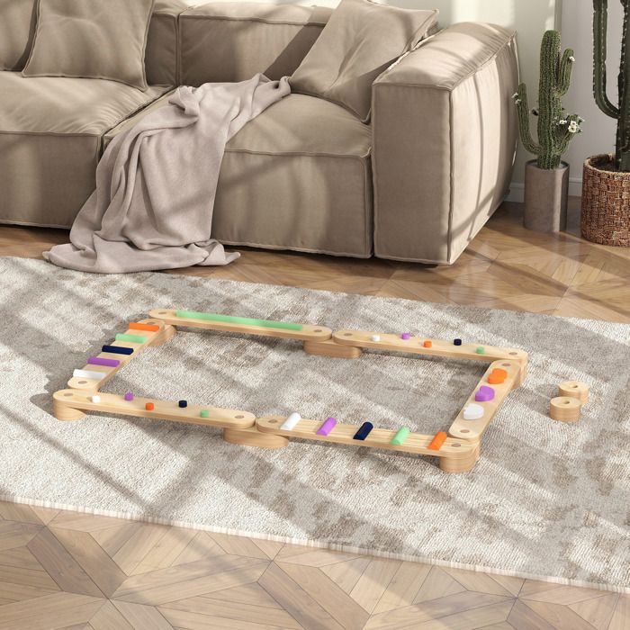 Aragallant Poutre D'Équilibre En Bois Pour Enfants Avec 6 Pierres - Jeu Montessori Coordination Stabilité