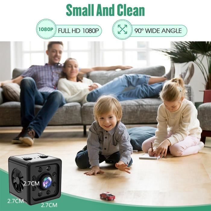 Caméra Espion Wifi Intérieure - Vision Nocturne 1080P, Grand Angle 150° - Mini Caméra Cachée Avec Batterie Rechargeable - Idéale Pour Surveillance Maison