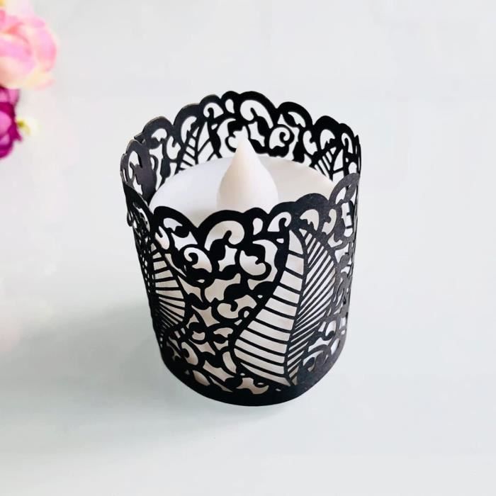 Décoration Fête Lot De 50 Photophores LED Pour Bougies Chauffe-Plat - Noir - Lot 50 Décorations