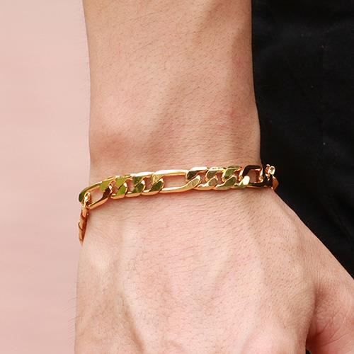 Luxe Homme 18K Or Plaque 7mm Large Flat Chain Bracelet Bijoux Cadeaux S101 Achat Vente bracelet gourmette Luxe Homme 18K Or Plaque 7mm Large Flat Chain Bracelet Bijoux Cadeaux