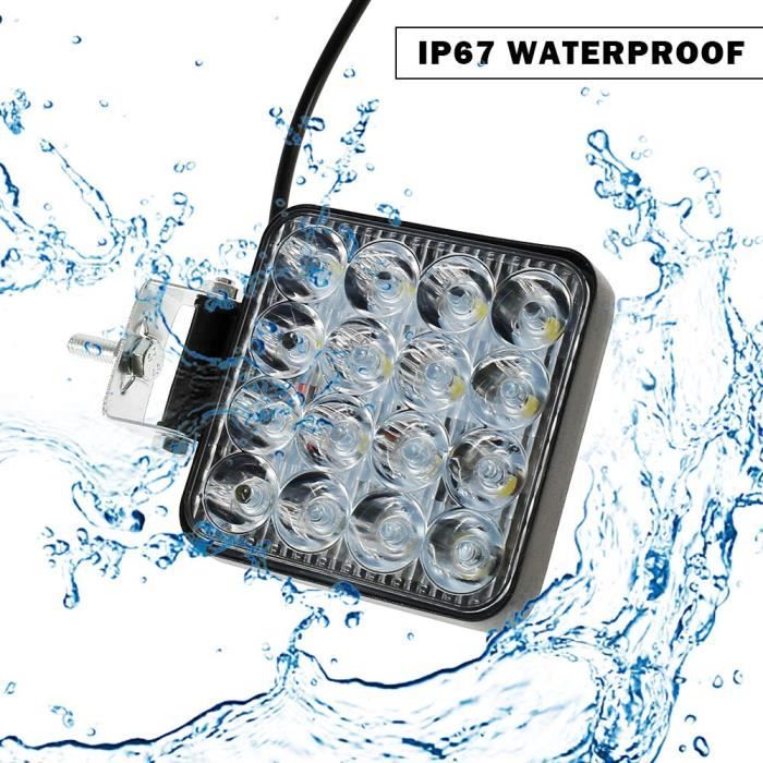 Phares De Travail LED 12-24V - Lot De 4 Spots 12W - Blanc Froid 6500K, IP67 étanche - Pour Voiture, Camion, Tracteur, Bateau