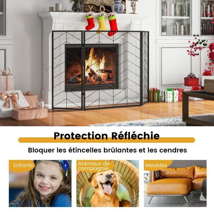 COSTWAY Pare Feu Pour Cheminée - Portes Coulissantes 89 X 33 X 72 CM