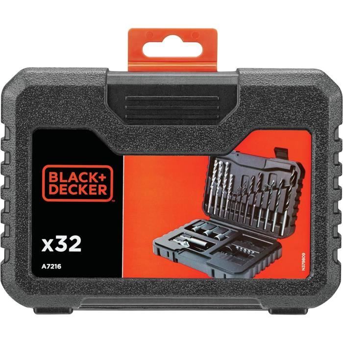 BLACK+DECKER Coffret Perçage Vissage 50 Pièces - Forets Métal, Béton, Bois Et Embouts (Noir)