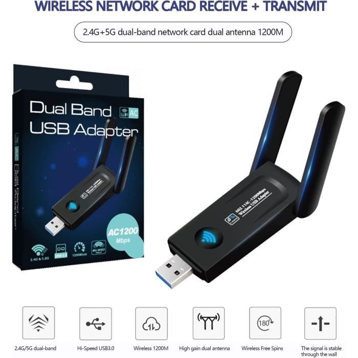 Abauoat USB WiFi Adaptateur WiFi Dongle Clé WiFi USB 3.0
