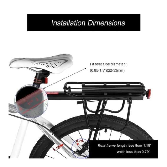 TolleTour Porte Bagage Vélo alu réglable en alliage Porte-bagages Avec