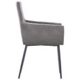 13019-Vintage Chaise de cuisine - Chaises de salle à manger avec accoudoirs 2 pcs Gris Velours - Fauteuil de Relaxation - Moderne-3