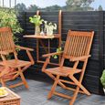 Casaria Set de balcon 3 pièces en bois d'Acacia 1 table suspendue et chaises pliable 65x45x87cm certifié FSC salon de jardin-3