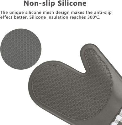 Acxilexy Gants De Four Silicone & Coton - Résistants à 230°C, Antidérapants - Pour Cuisine, BBQ, Four