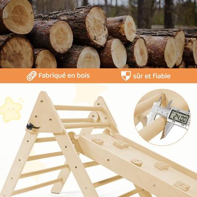 Triangle à Grimper YOLEO Montessori - Pliable - Avec Toboggan Réversible - Pour Enfants Dès 1 An - 140 Lbs