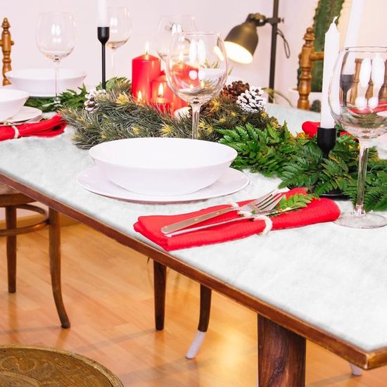Tapis De Neige De Noël à LED Alimenté Par Batterie 70.86x17.7 Pouces, Tapis De Neige Artificiel Éclairé Pour Décoration De Jupe D'Arbre