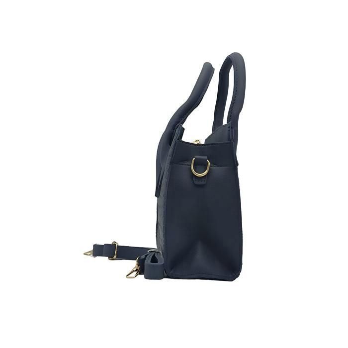 Sac à Main Femme Français En Cuir Noir Effet Crocodile - Marque Bijouterie Papillon Bleu